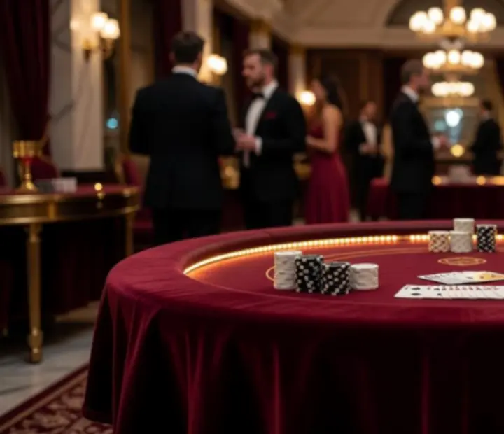 Elegancki mobilny stół do pokera przygotowany na event