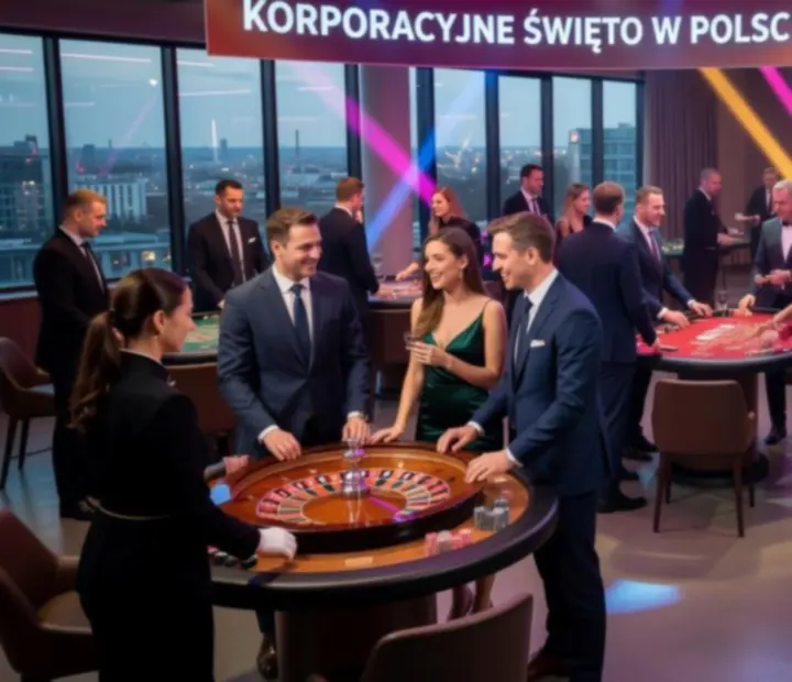 Event firmowy z mobilnymi stołami do gier i profesjonalną obsługą