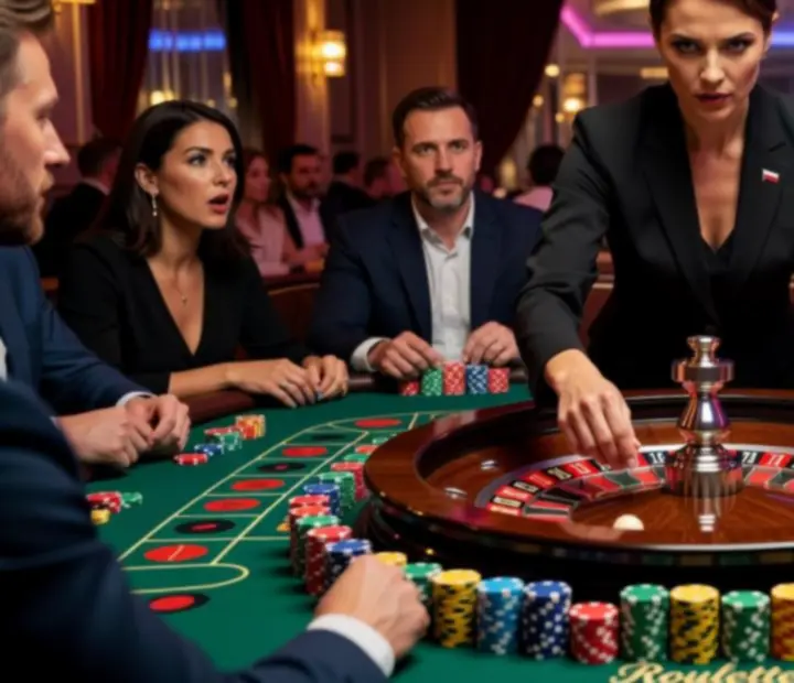 Krupier prowadzący ruletkę podczas eventu firmowego